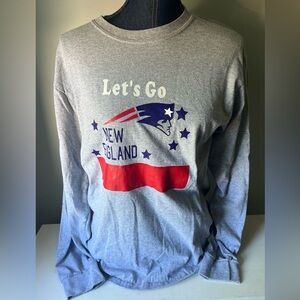 Let’s Go New England Patriots Grey Long-sleeved Shirt Size Medium
